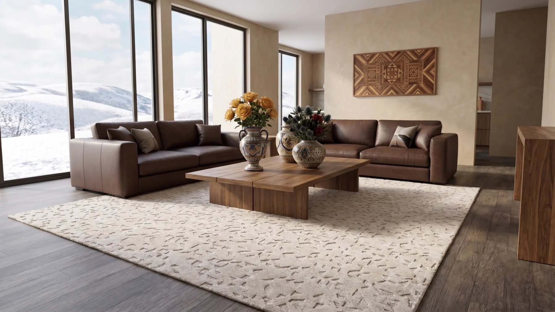 HK 001 · Ivory Mosaic handcrafted rug