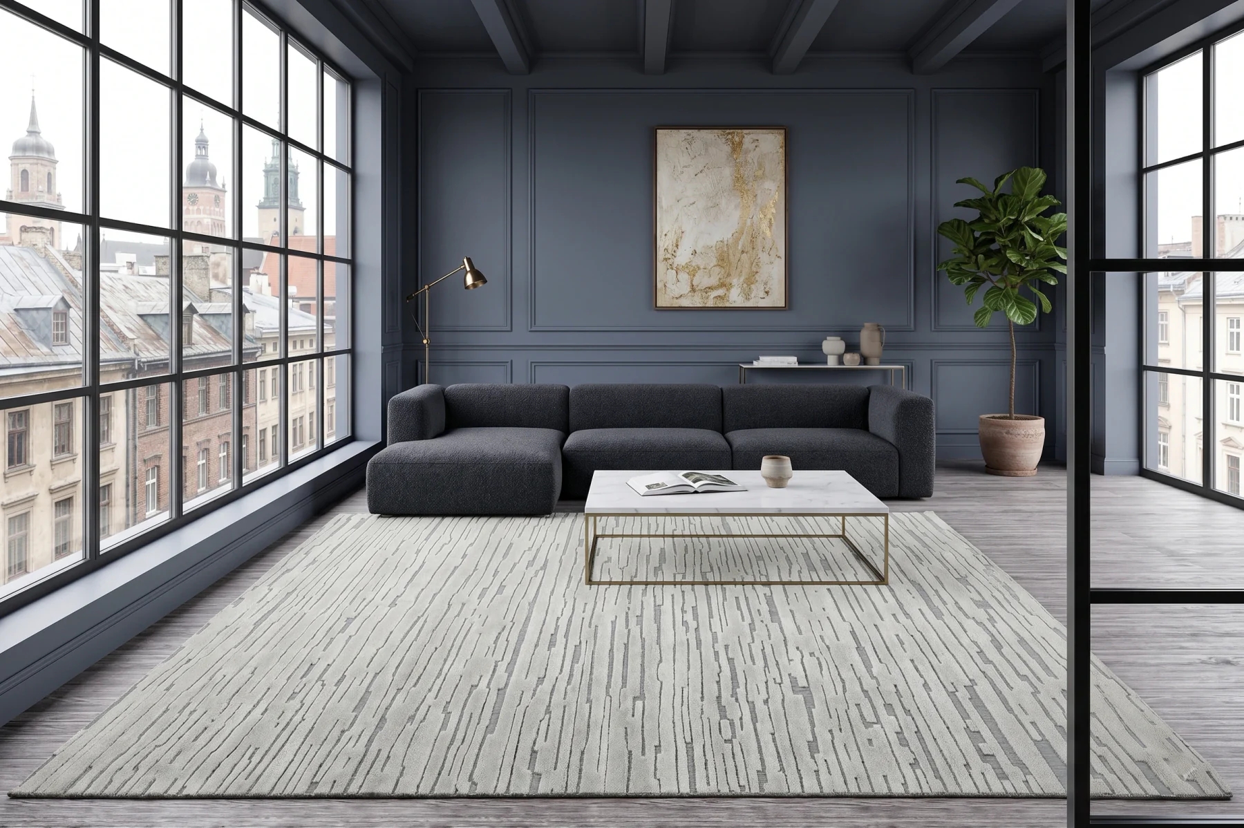 HK 002 · Linear Relief handcrafted rug
