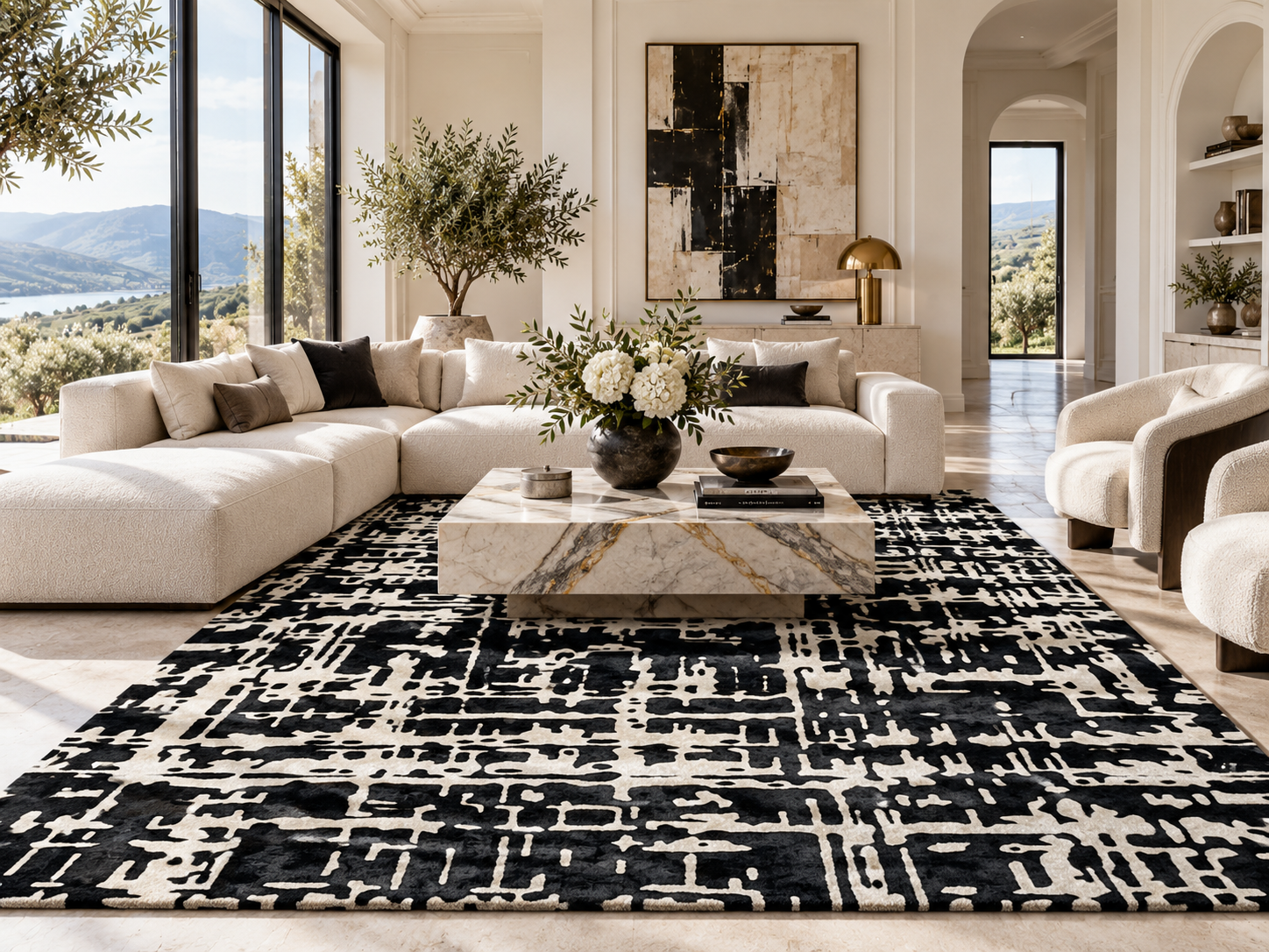 HT 027 · Ivory Cipher handcrafted rug