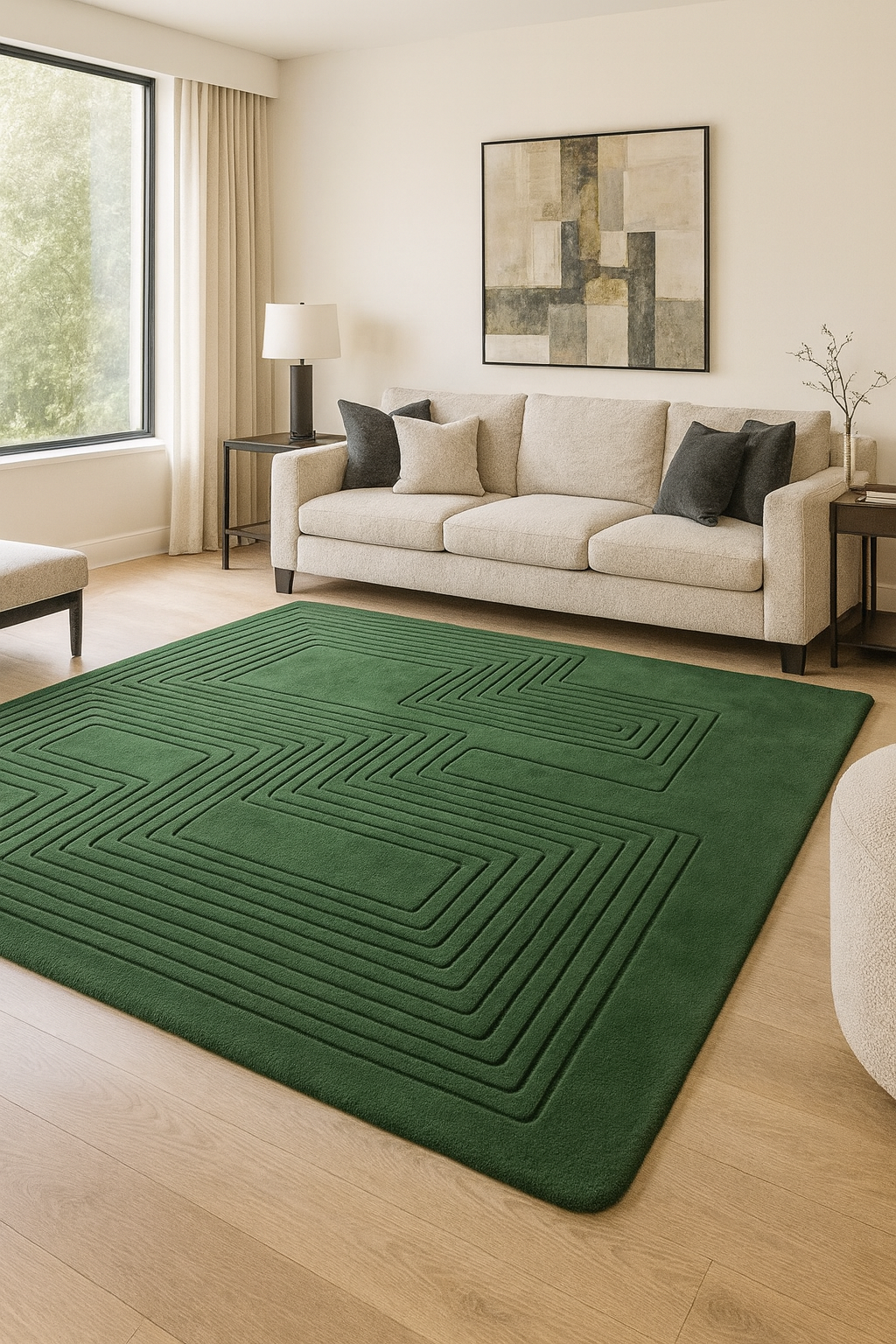 HT 030 · Emerald Geometry handcrafted rug