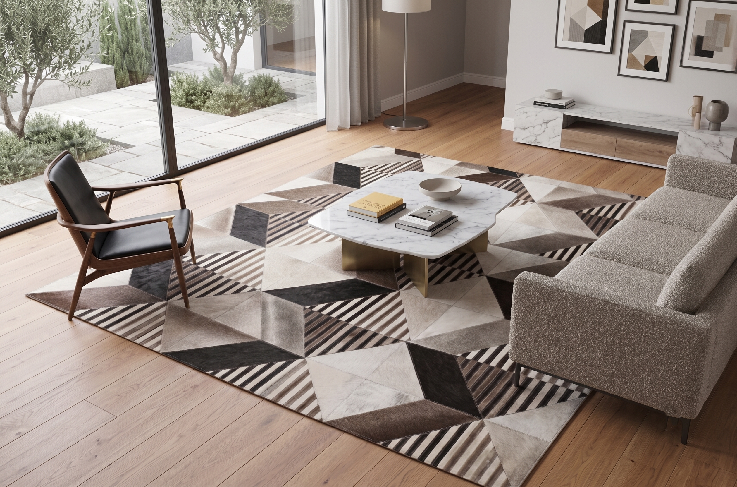 LR 006 · Monochrome Facets handcrafted rug