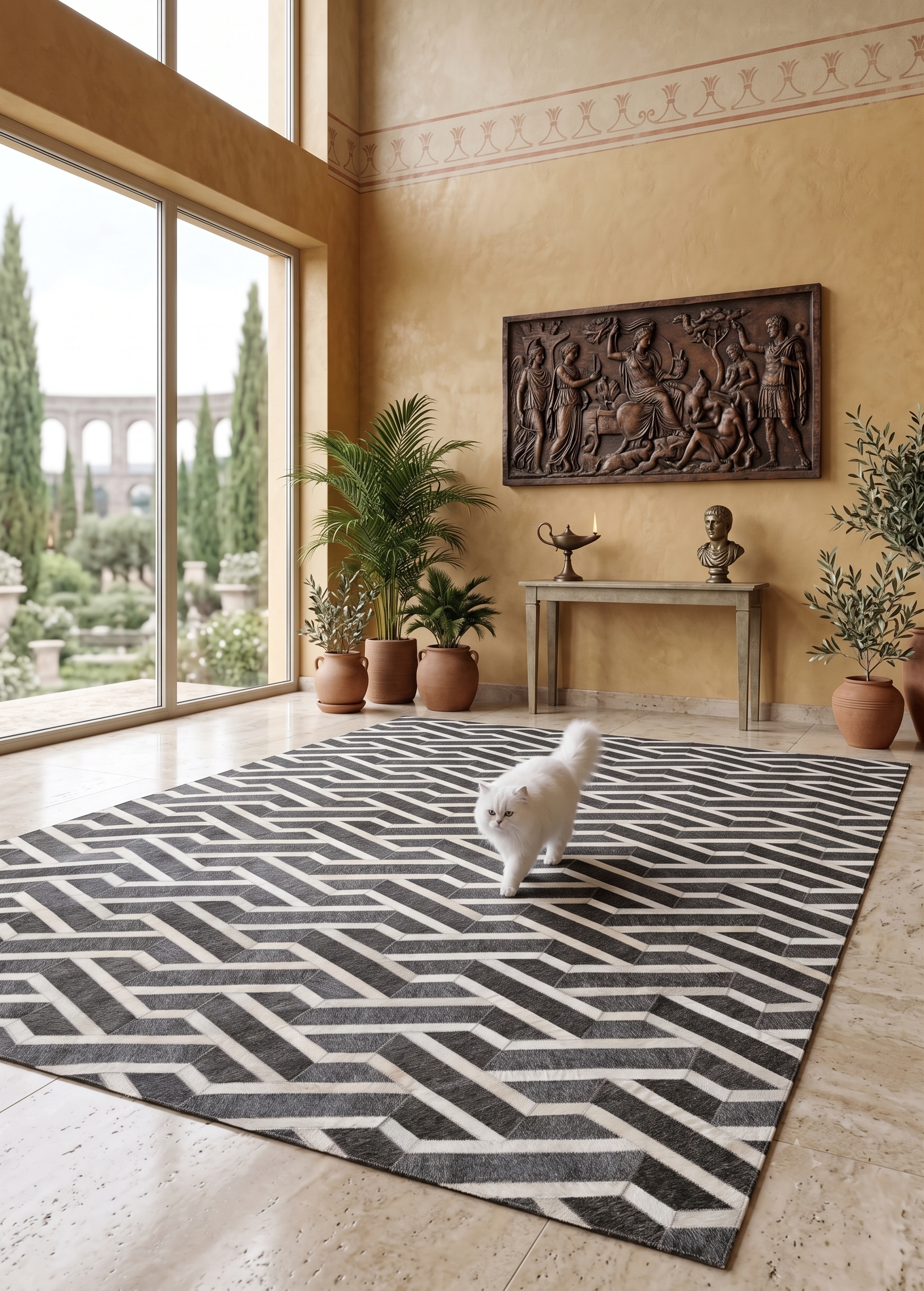 LR 007 · Ivory Labyrinth handcrafted rug